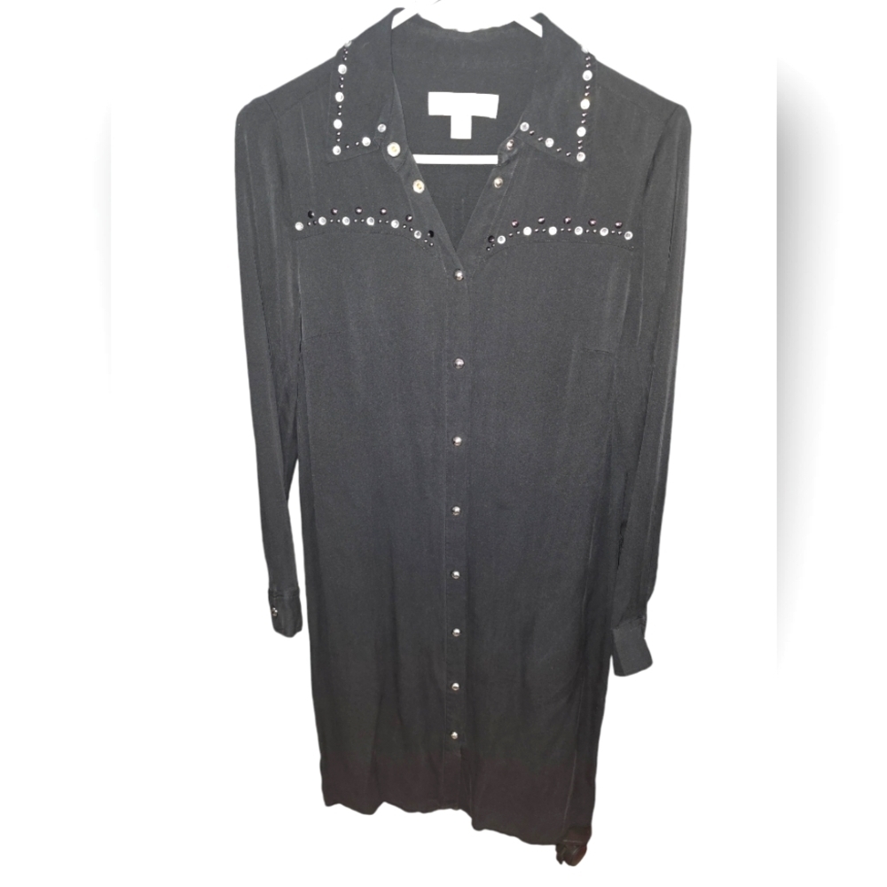 Michael Kors Sheer Lightweight Studded Shirt Dress, Size Small